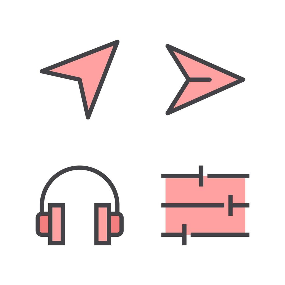 User Interface Icons set. Arrow, send, headphone, setting. Perfect for website mobile app, app icons, presentation, illustration and any other projects vector