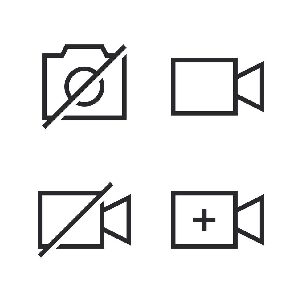 User Interface icons set. No camera, video, no video, add video. Perfect for website mobile app, app icons, presentation, illustration and any other projects vector