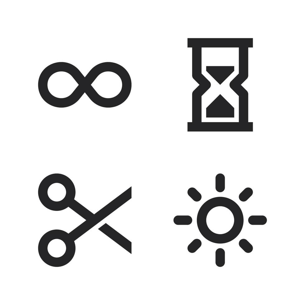 usuario interfaz íconos colocar. infinidad, reloj de arena, tijeras, Dom ligero. Perfecto para sitio web móvil aplicación, aplicación iconos, presentación, ilustración y ninguna otro proyectos vector