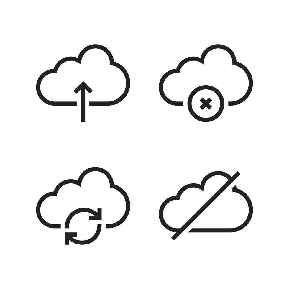 User Interface icons set. Cloud upload, cancel, refresh, disabled. Perfect for website mobile app, app icons, presentation, illustration and any other projects vector