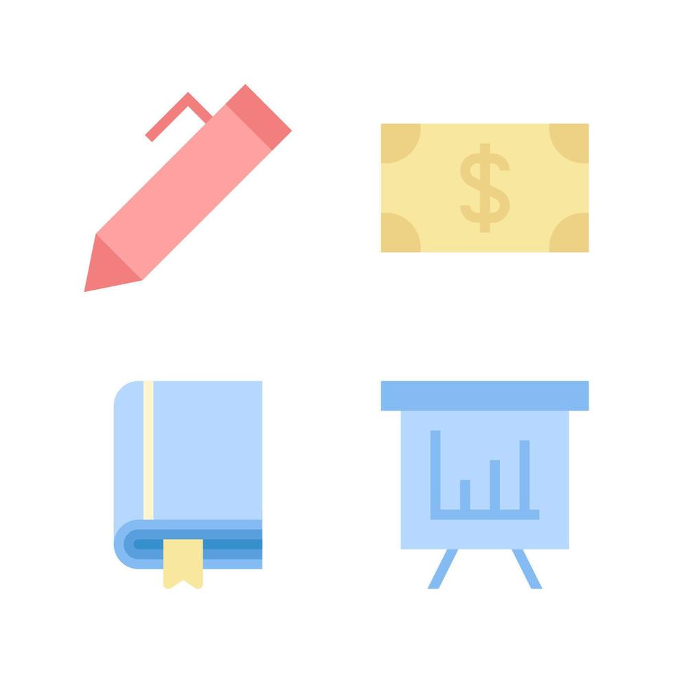 User Interface icons set. Pencil, money, book, presentation board. Perfect for website mobile app, app icons, presentation, illustration and any other projects vector