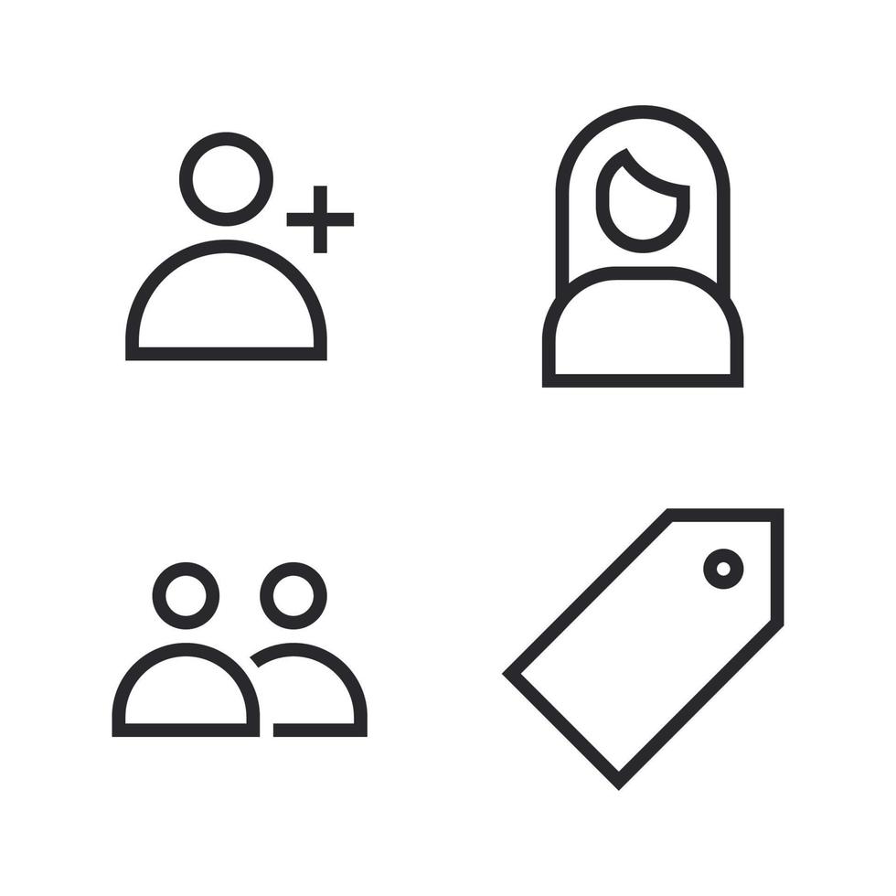 User Interface icons set. Add user, girl, group, label. Perfect for website mobile app, app icons, presentation, illustration and any other projects vector