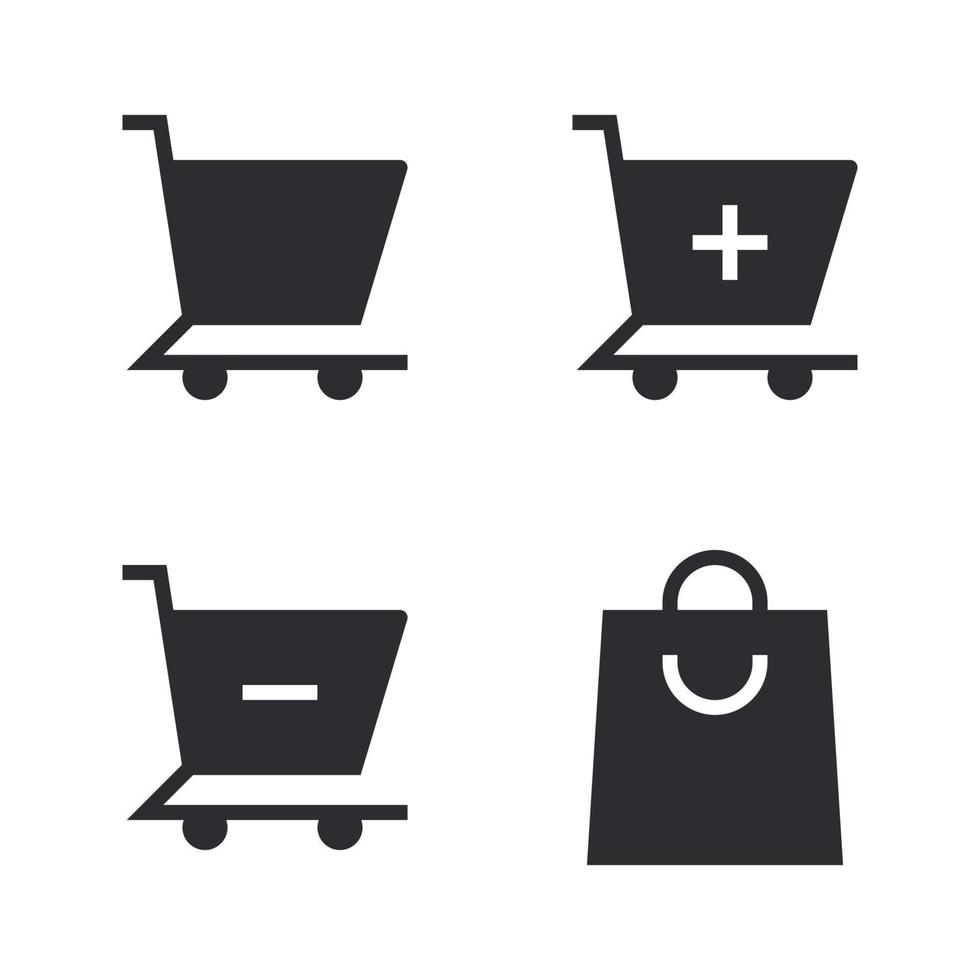 User Interface icons set. Shopping cart, add trolley, delete trolley, shopping bag. Perfect for website mobile app, app icons, presentation, illustration and any other projects vector