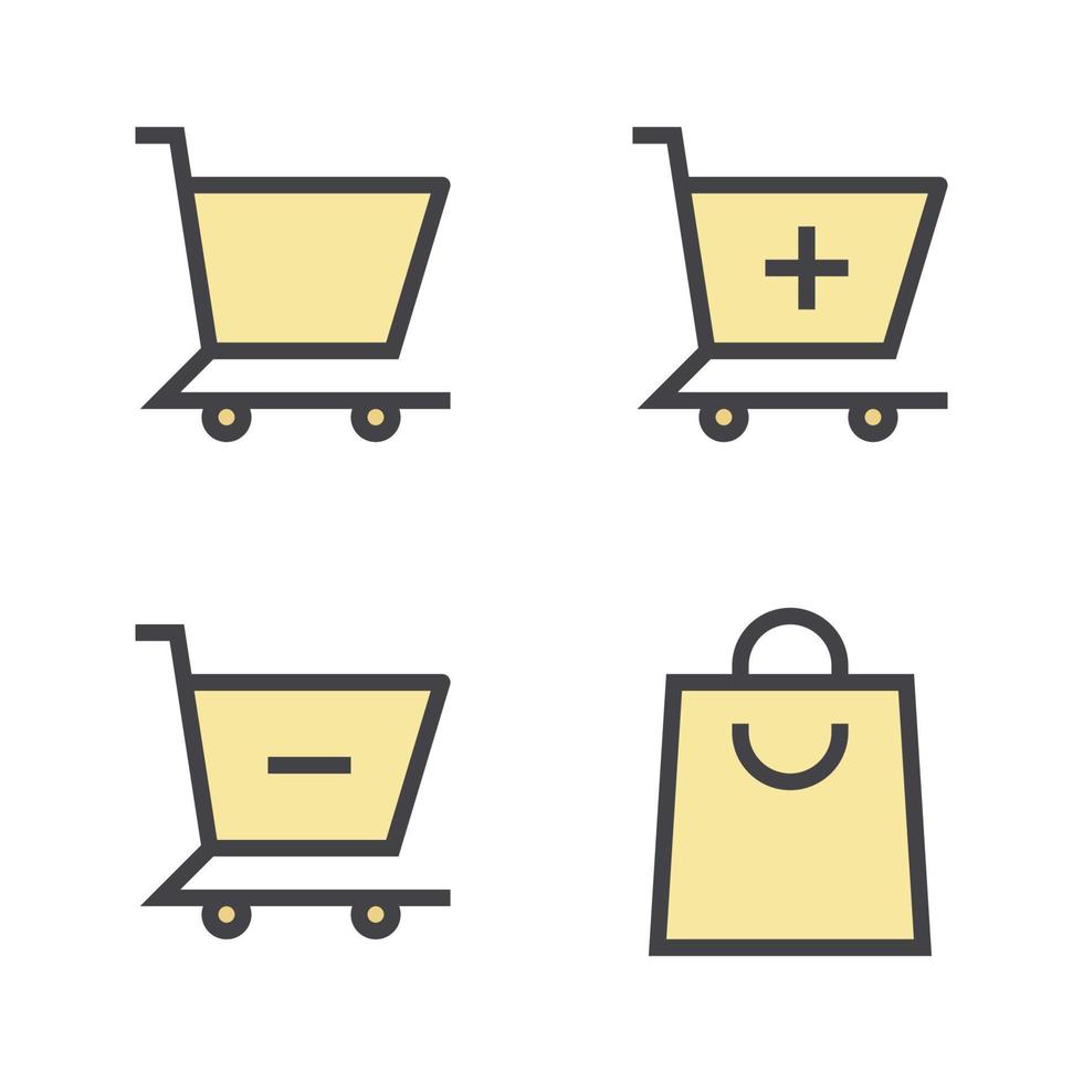 User Interface icons set. Shopping cart, add trolley, delete trolley, shopping bag. Perfect for website mobile app, app icons, presentation, illustration and any other projects vector