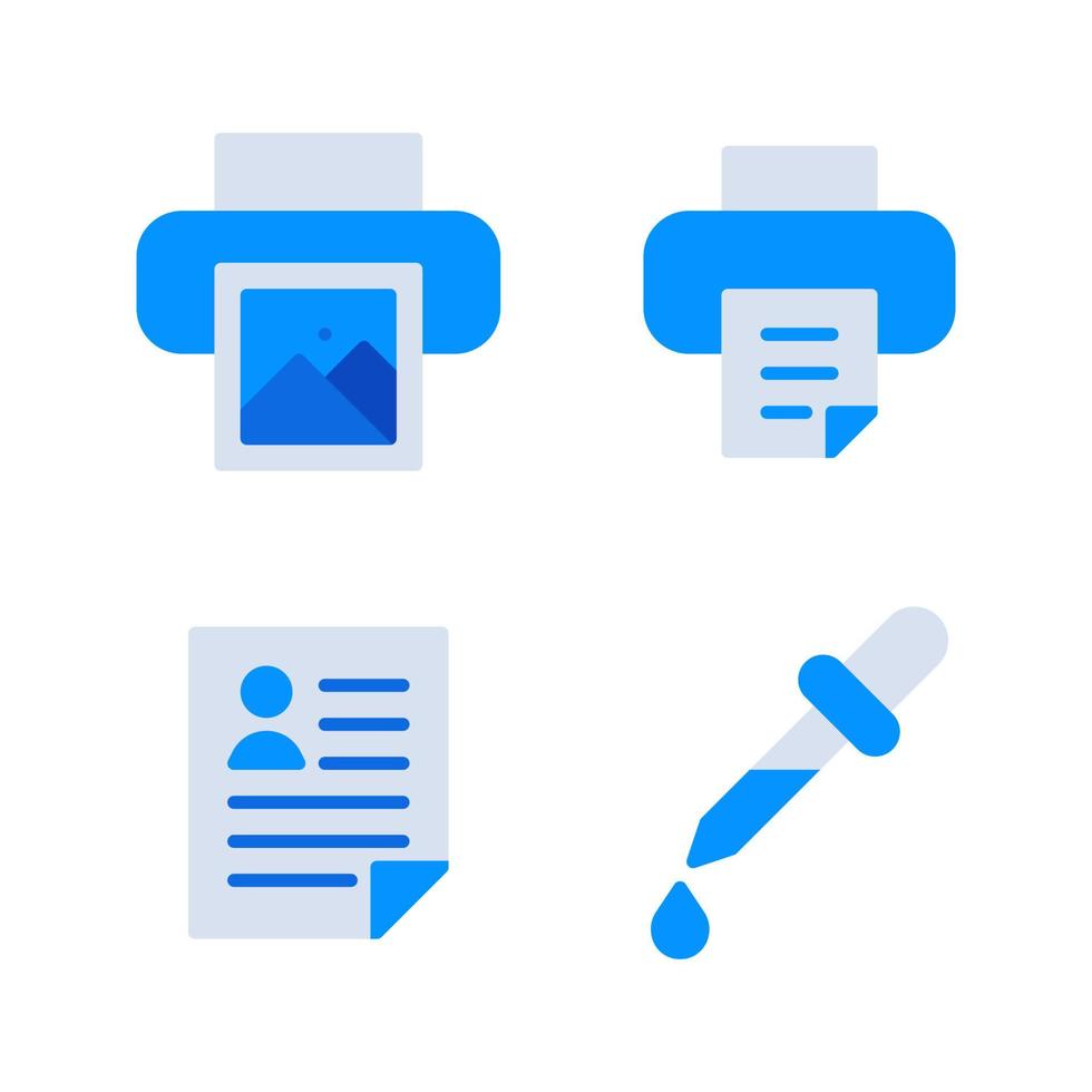 Photography icons set. Printer, print, cv, paint. Perfect for website mobile app, app icons, presentation, illustration and any other projects vector