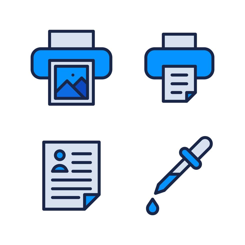 Photography icons set. Printer, print, cv, paint. Perfect for website mobile app, app icons, presentation, illustration and any other projects vector
