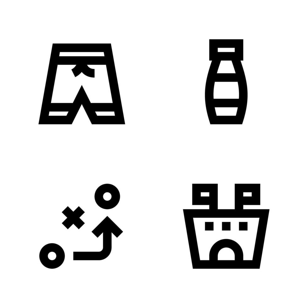 Sports icons set. Pants, bottle, strategy, stadium. Perfect for website mobile app, app icons, presentation, illustration and any other projects vector