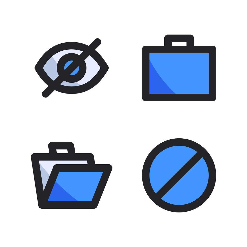 User Interface Icons Set. Hide, briefcase, open bag, disable. Perfect for website mobile app, app icons, presentation, illustration and any other projects vector