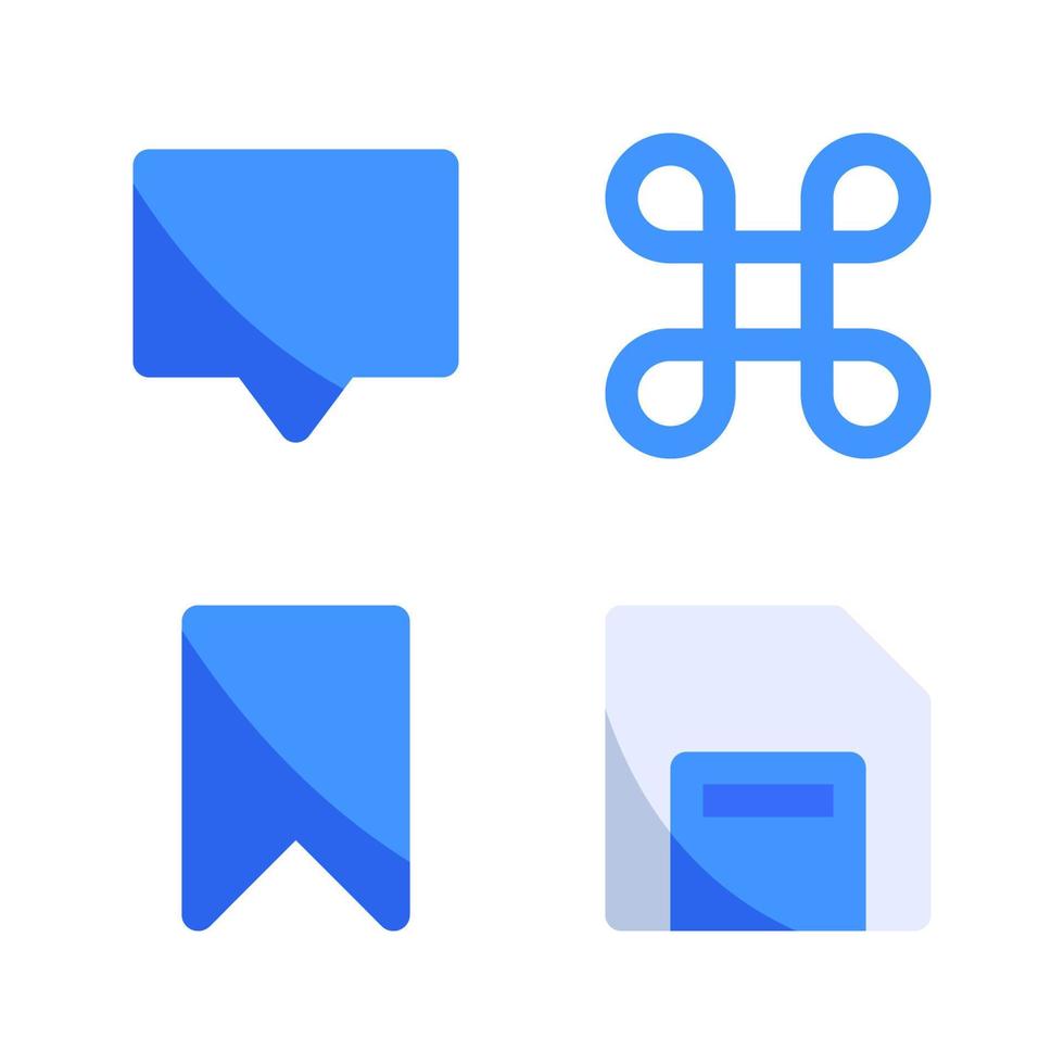 User Interface icon set. Information, command, bookmark, disk. Perfect for website mobile app, app icons, presentation, illustration and any other projects vector
