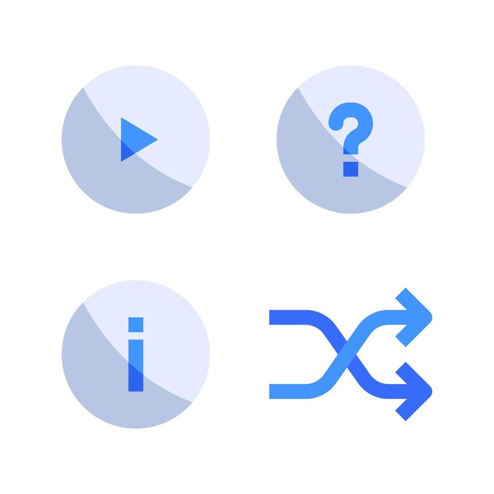 User Interface icons set. Play, question, information, shuffle. Perfect for website mobile app, app icons, presentation, illustration and any other projects vector