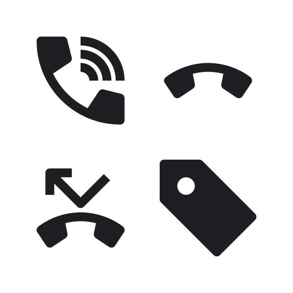 User Interface Icons Set. Telephone, ringing, missed call, label. Perfect for website mobile app, app icons, presentation, illustration and any other projects vector