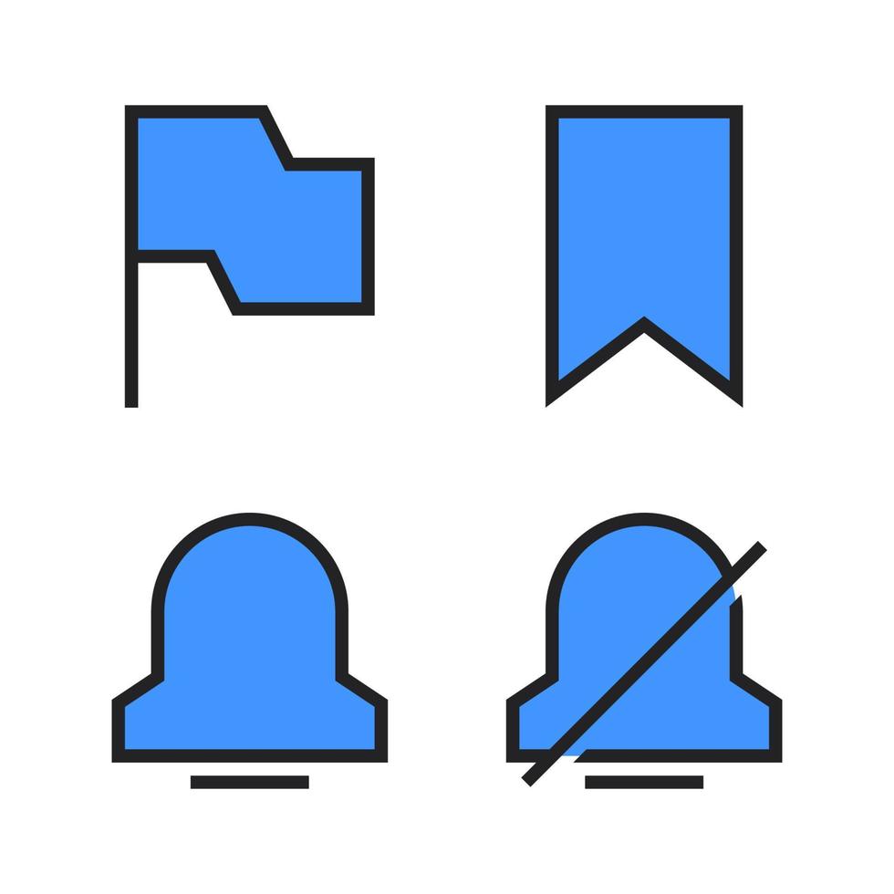 User Interface icons set. Flag, bookmark, bell, silent. Perfect for website mobile app, app icons, presentation, illustration and any other projects vector