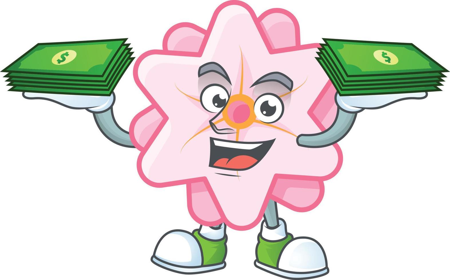 Chinese pink flower cartoon character style vector