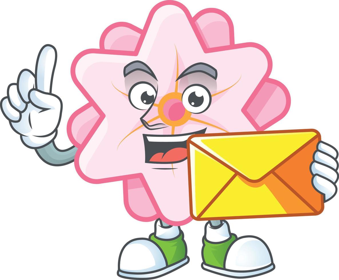 Chinese pink flower cartoon character style vector