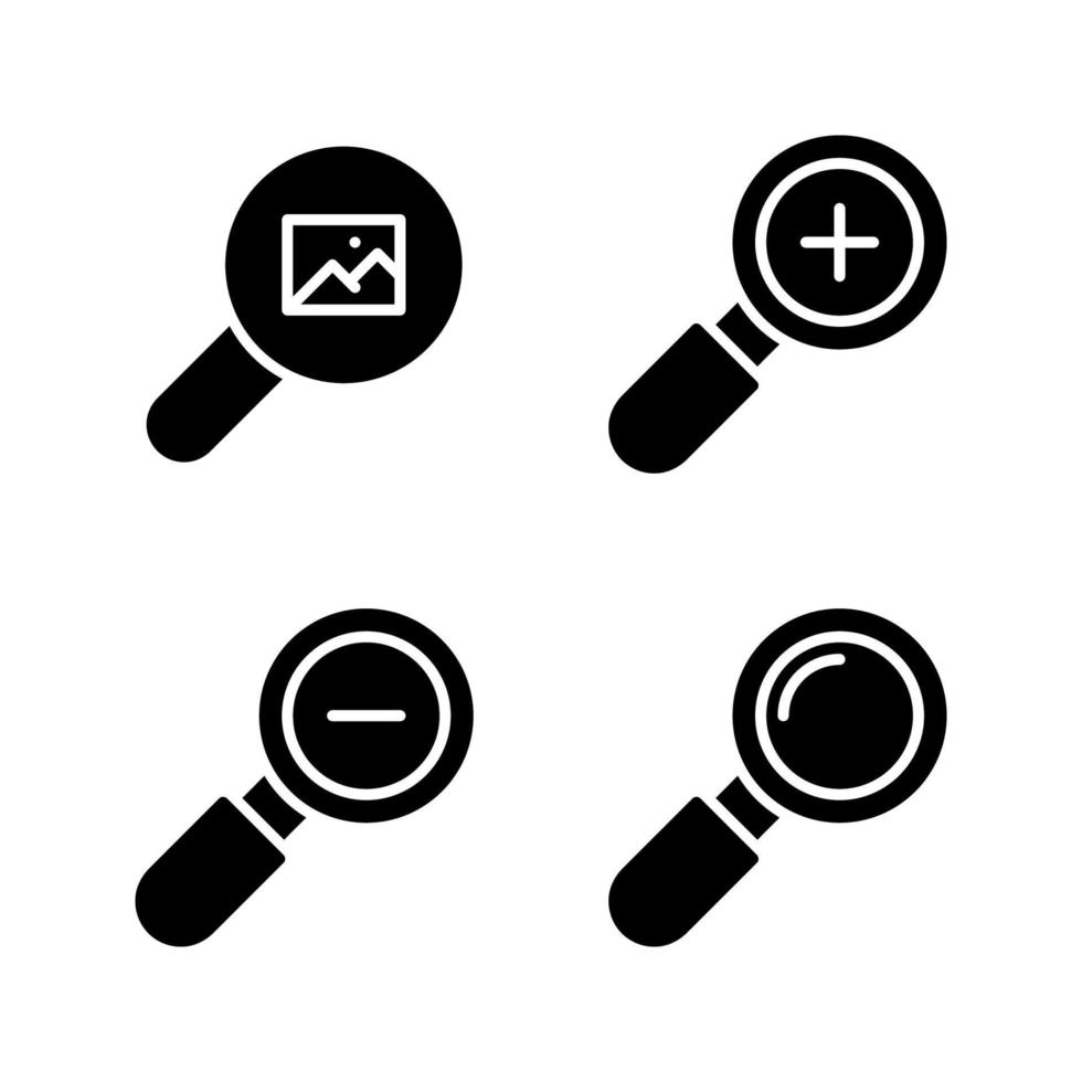Photography icons set. Search, zoom in, zoom out, magnifier. Perfect for website mobile app, app icons, presentation, illustration and any other projects vector