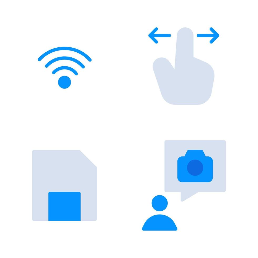 Photography icons set. Signal, hand gesture, save, conversation. Perfect for website mobile app, app icons, presentation, illustration and any other projects vector