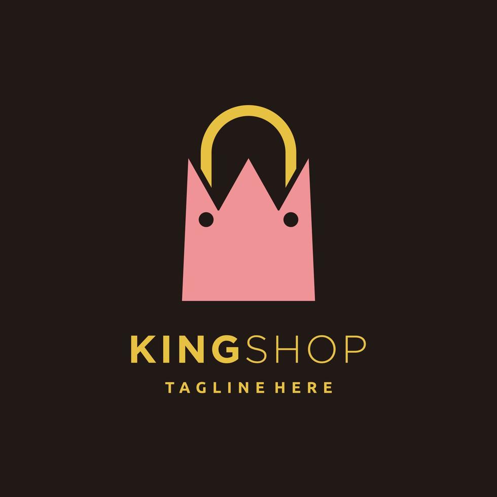 King shop Shopping bag with crown logo design vector