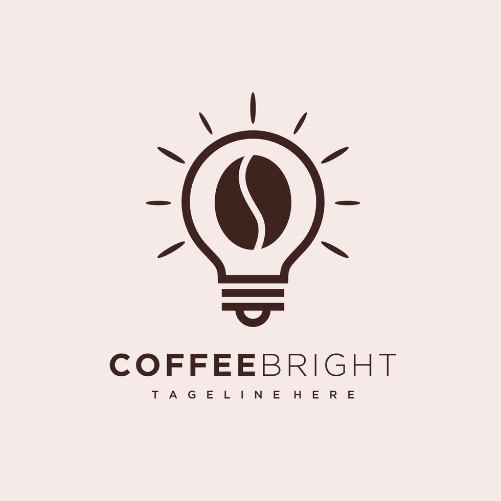 Bean and light bulb coffee idea logo design vector