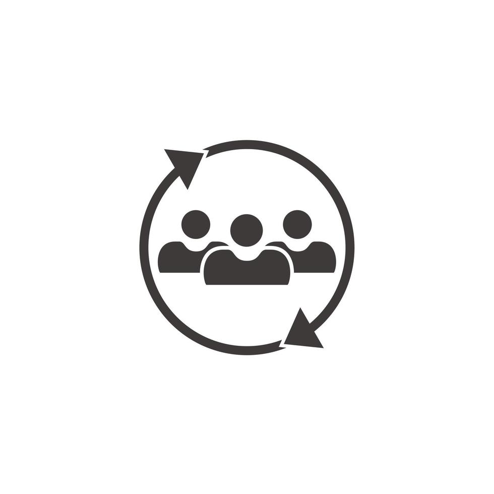 Rotating arrow and person group people circle icon vector