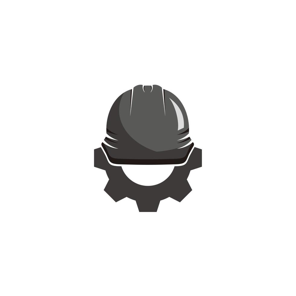 Safety helmet with Gear construction logo design icon vector