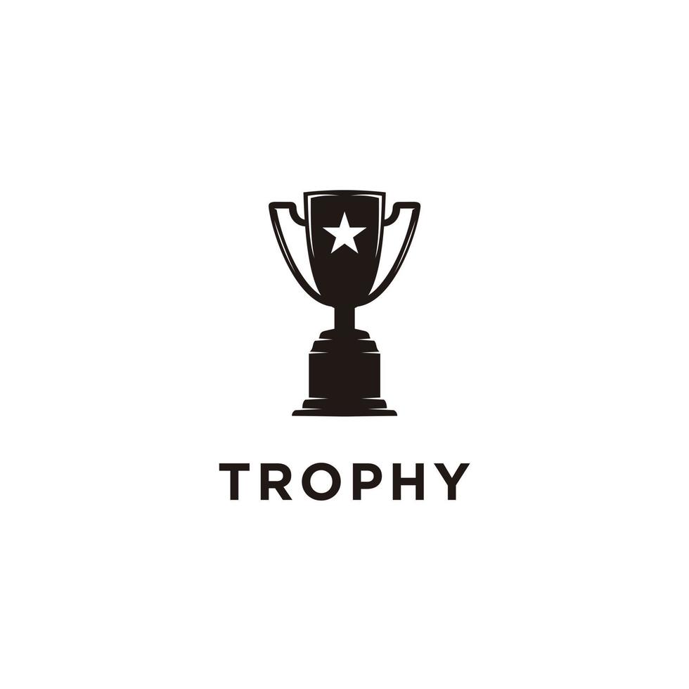 Trophy cup with star logo flat icon vector on white background