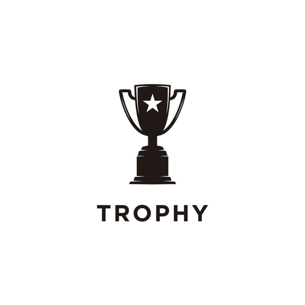 trofeo taza con estrella logo plano icono vector en blanco antecedentes