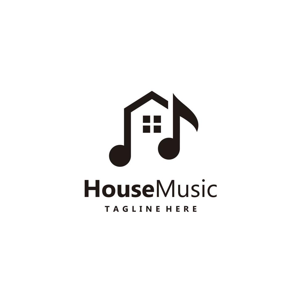 Music House minimalist logo design vector illustration