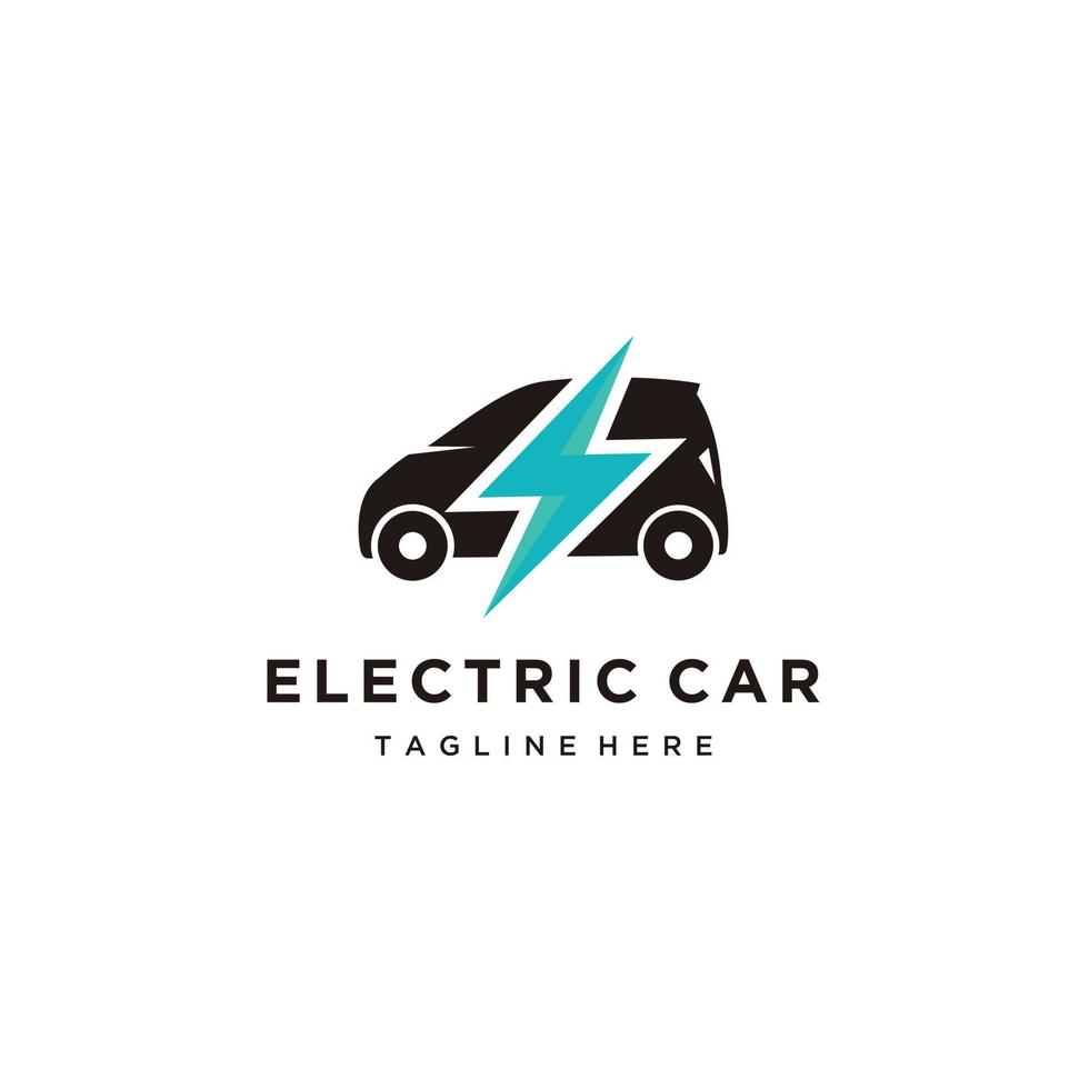 Electric Car flash thunder eco logo design vector icon template