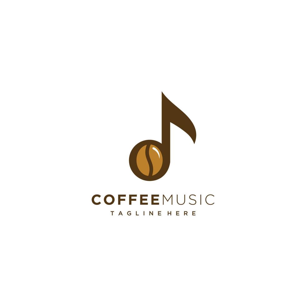 Music notation and coffee beans logo design isolated on white background vector