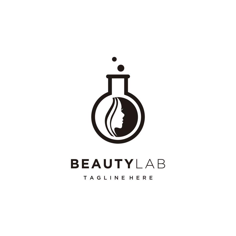 Beauty lab girl silhouette with glass logo design icon vector 20232409