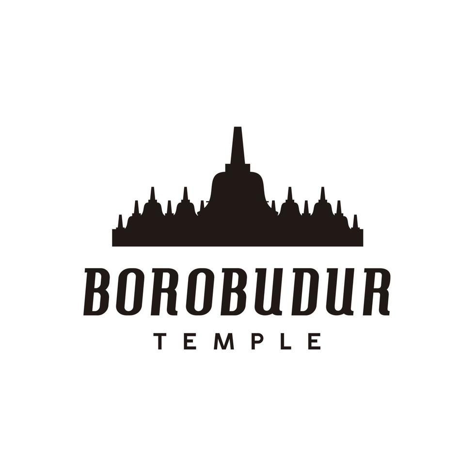 Borobudur temple silhouette minimalist circle logo icon template vector inspiration