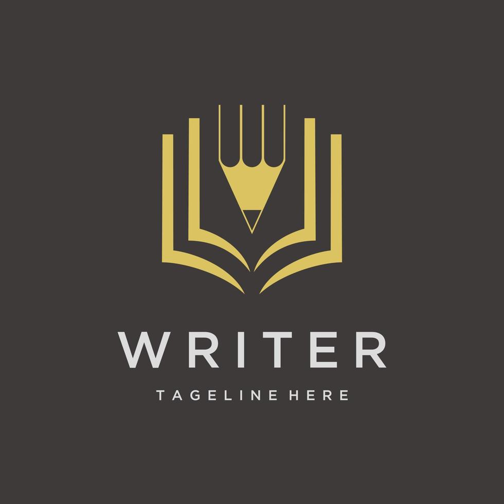 escribir lápiz libro logo diseño creativo símbolo vector