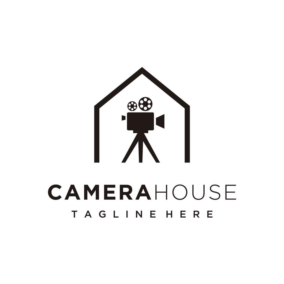 House and film for movie production logo design icon vector
