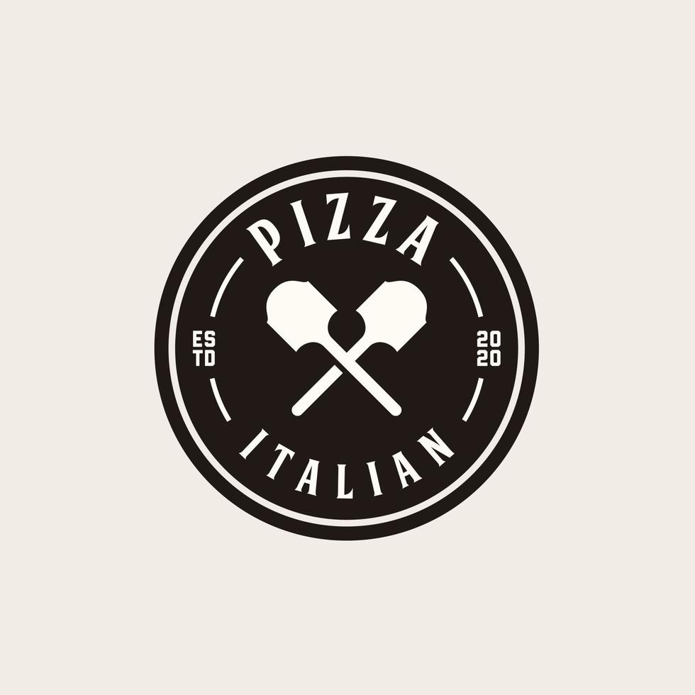 shovel and flame pizza logo design vector