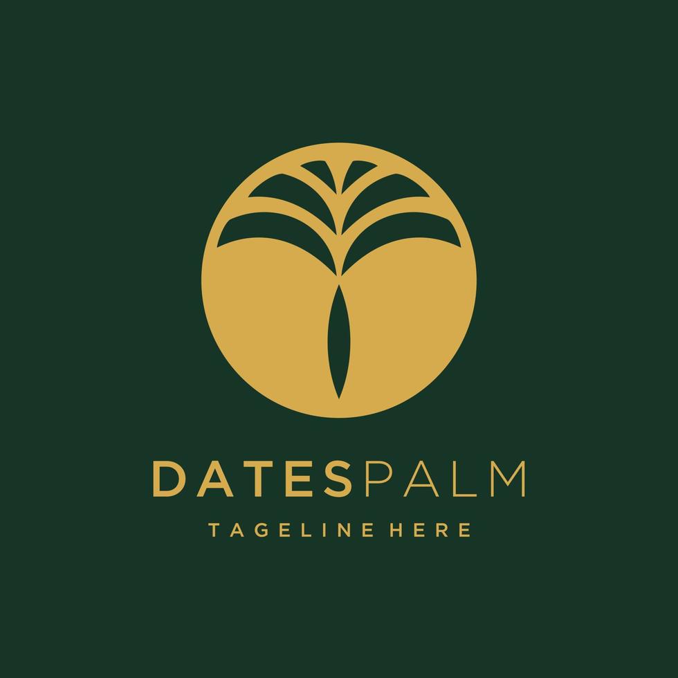 Luxury Minimalist Date Palm Gold Logo design Template vector