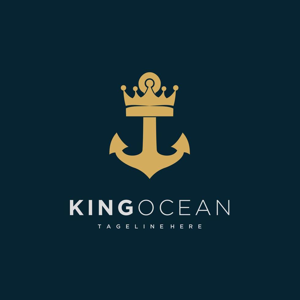 King ocean anchor logo design vector