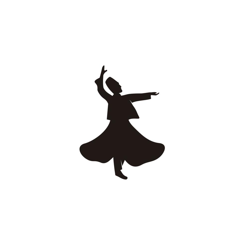 sufi derviche religioso bailarín silueta logo icono vector ilustración