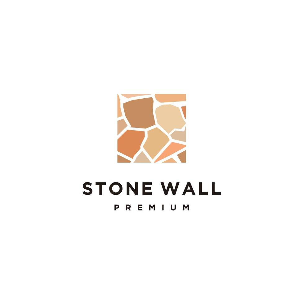 Rock, stone wall building logo design vector icon illustration