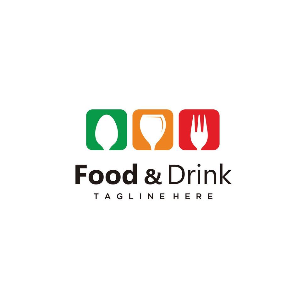 elemento de icono de ilustración de vector de diseño de logotipo plano simple de comida y bebida