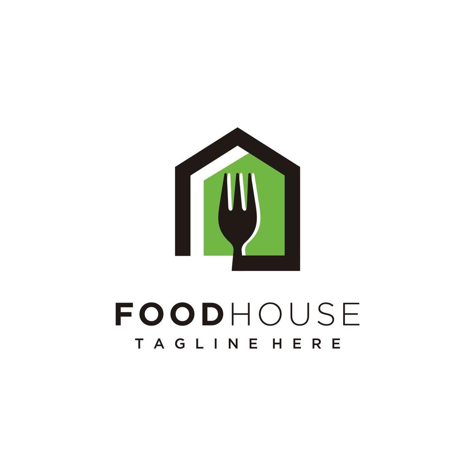 Food house chef cook with fork and spoon kitchen restaurant cafe logo icon vector template