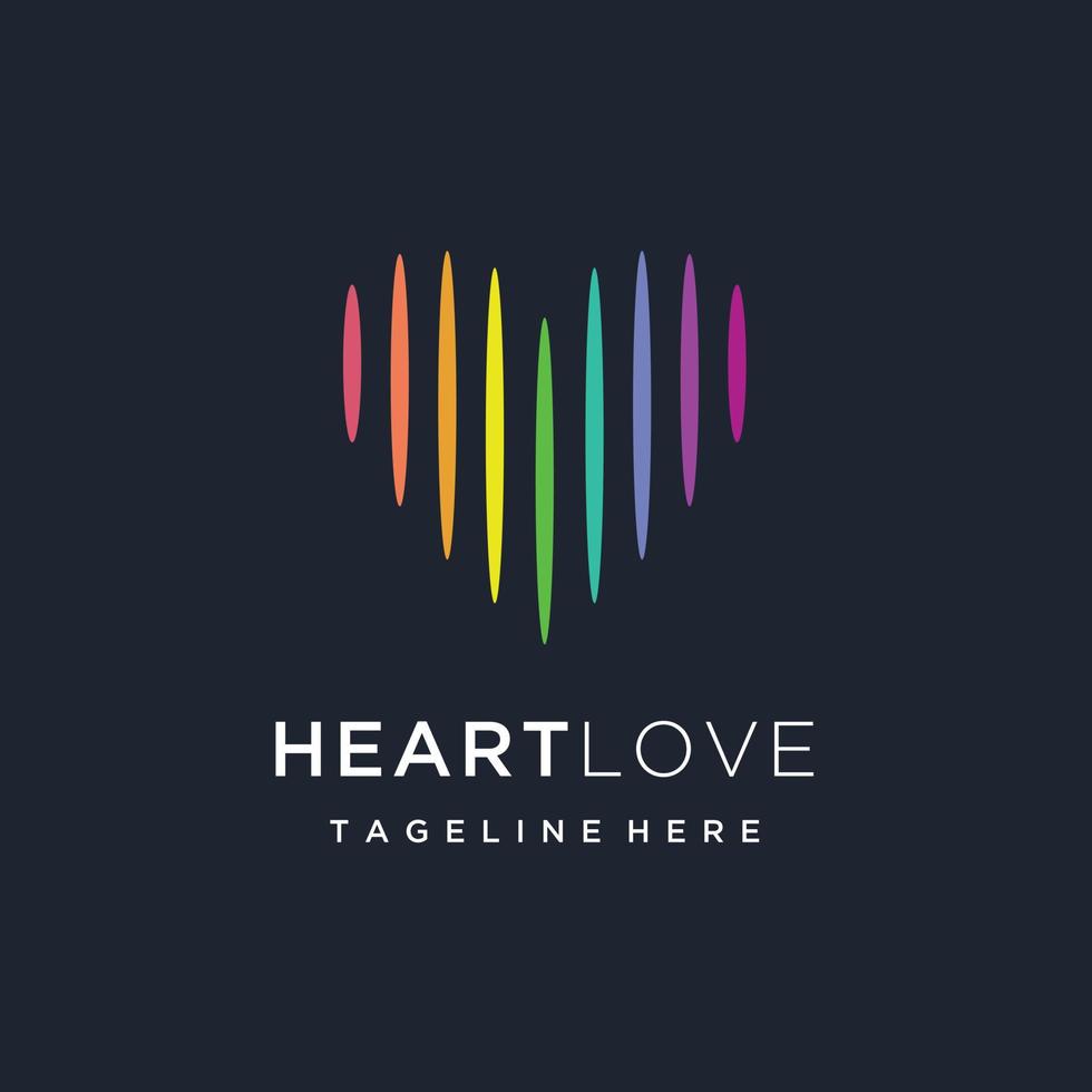 Heart love stripes abstract color logo design icon vector