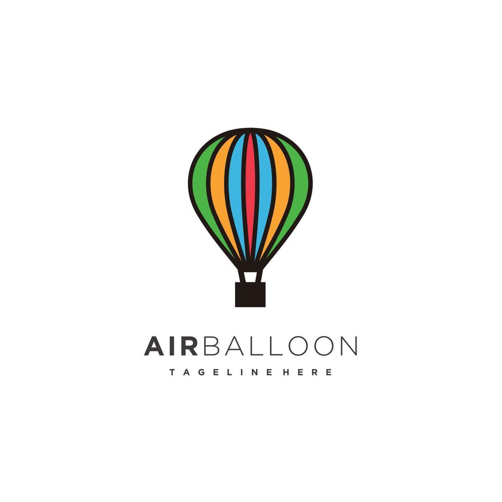 Flat air balloon logo design icon vector