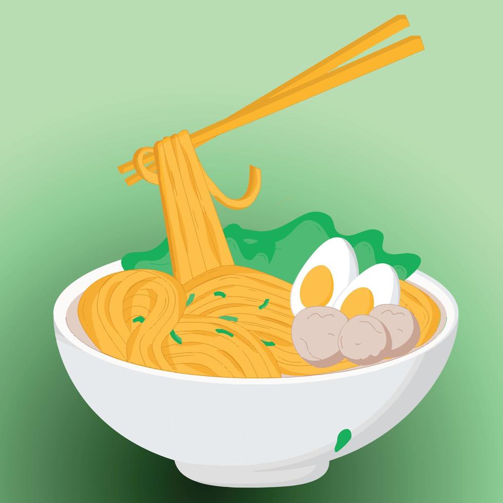 Noodles Egg and vegetable healthy food vector