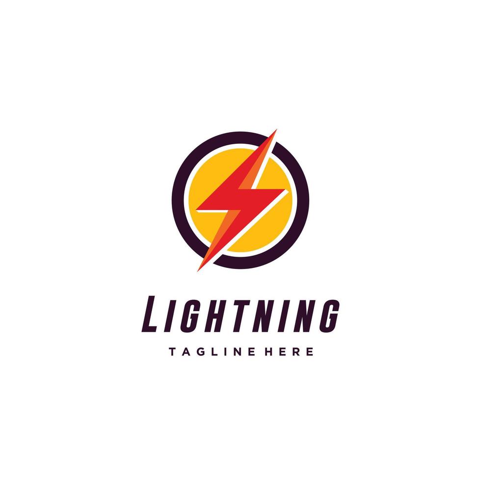 Electric bolt lightning circle logo vector icon