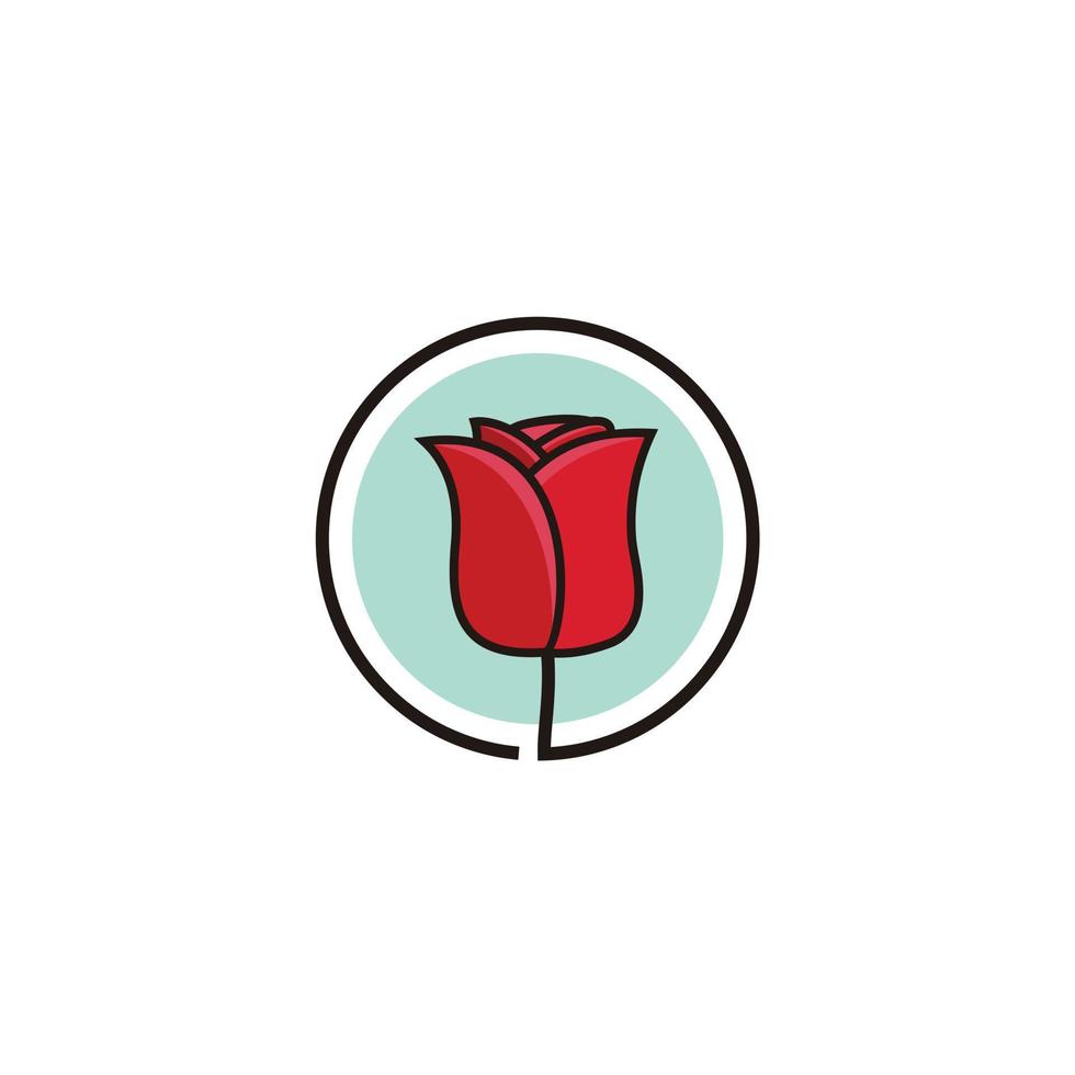 rojo Rosa flor minimalista circulo logo diseño icono vector