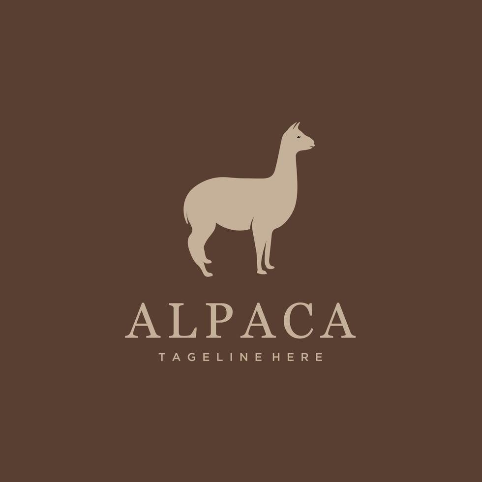 Alpaca llama animal logo design icon vector