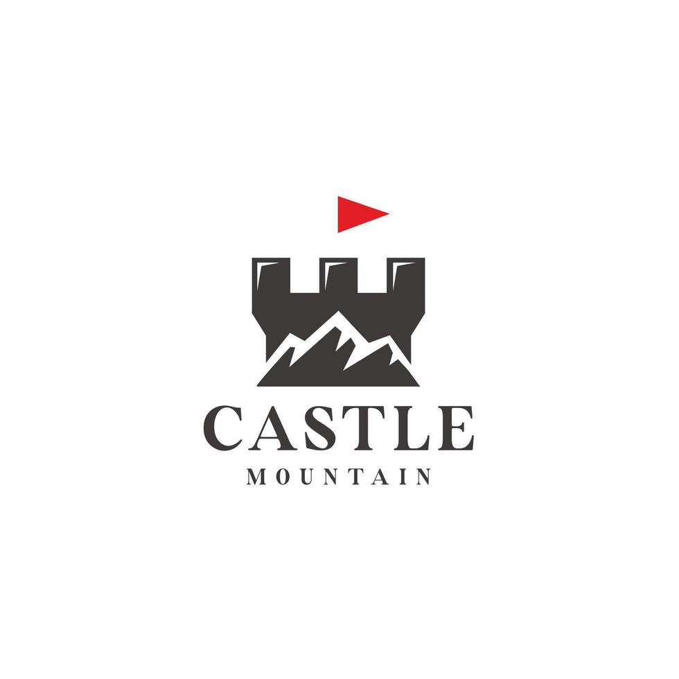 castillo fuerte montaña logo diseño plantilla.vector ilustración vector