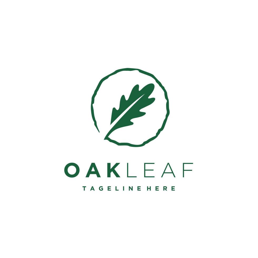 Oak leaf circle logo design icon vector