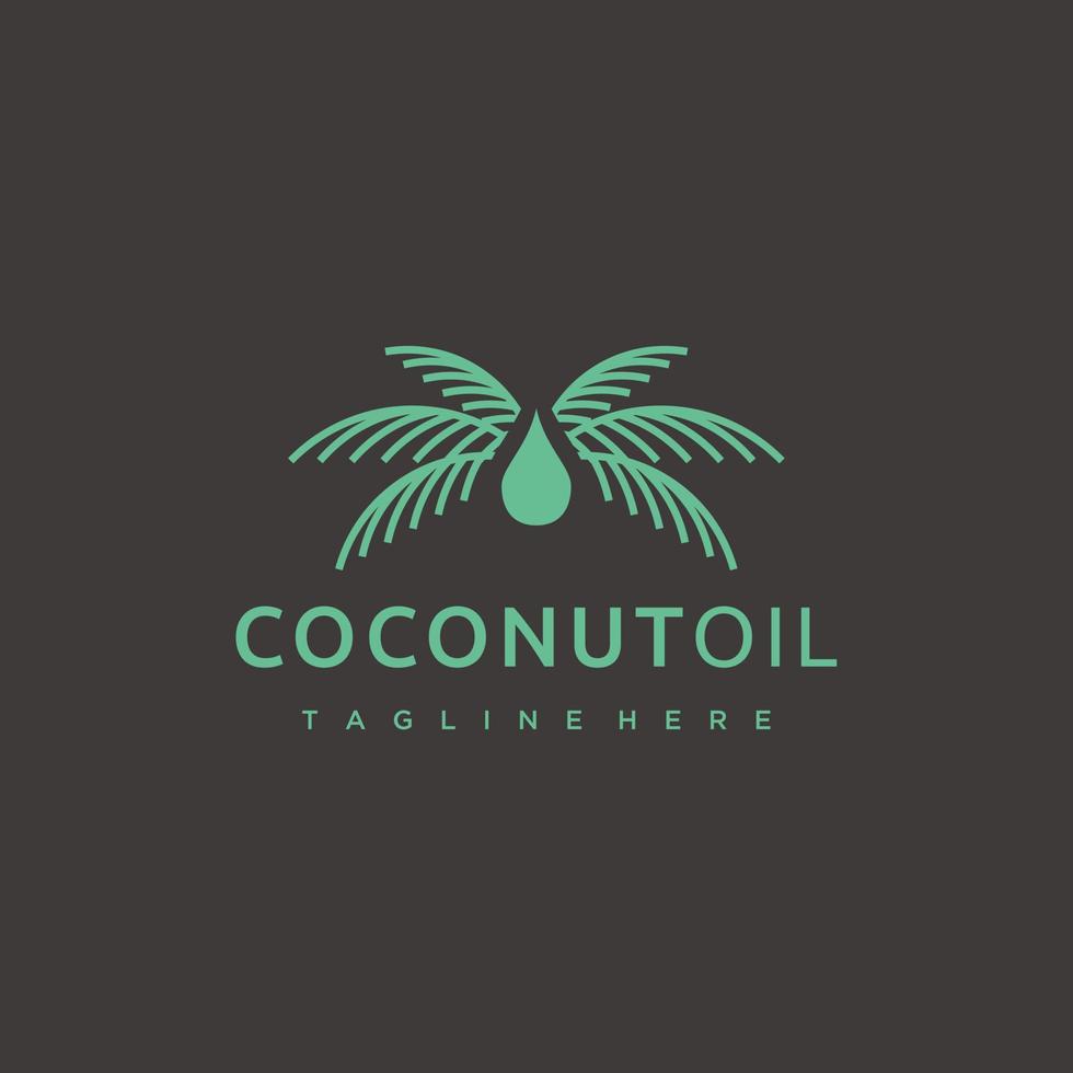 Palm tree coconut oil logo design vector template