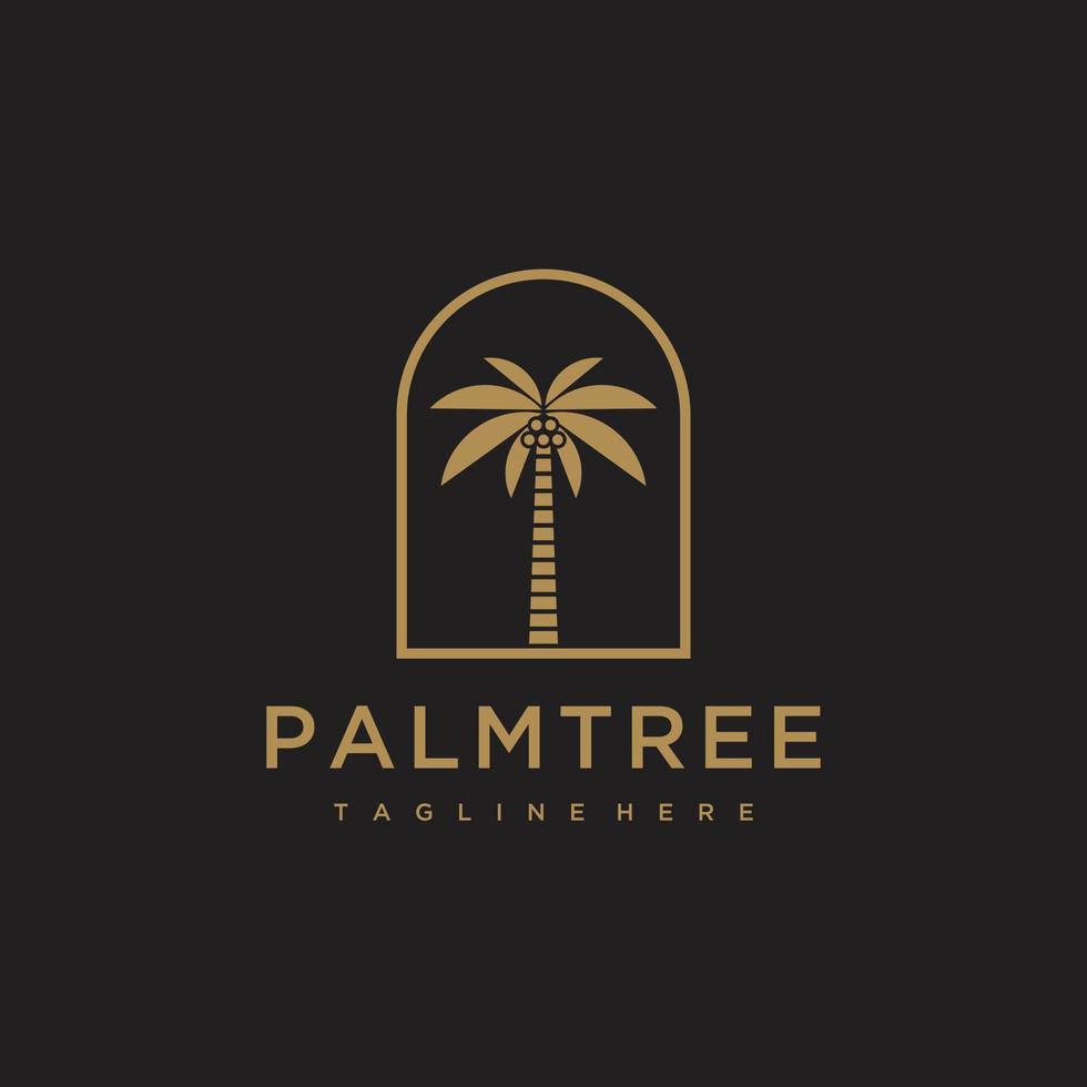 Luxury Minimalist Date Palm Gold Logo design Template vector